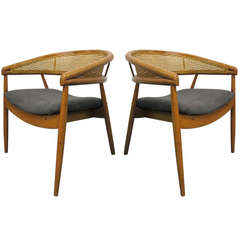 Pair of James Mont Cane Chairs 6