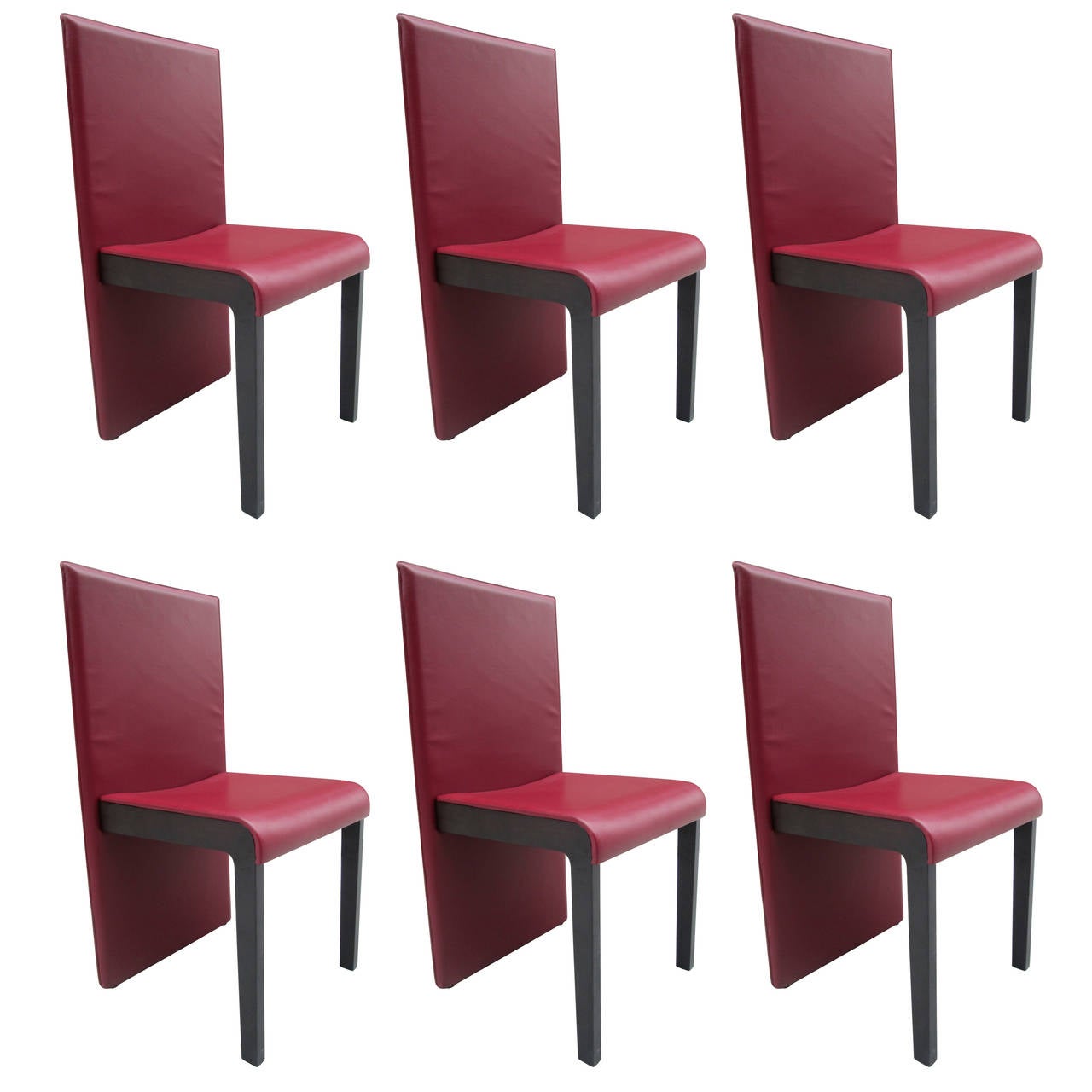 Six Leather Dining Chairs by Poltrona Frau For Sale at 1stdibs
