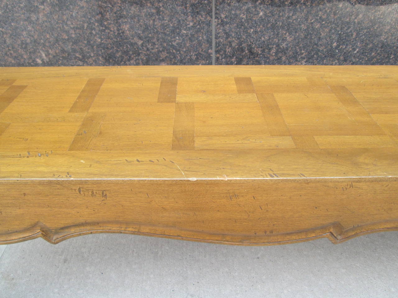 Long French Parquetry Top Bench In Good Condition In New York, NY