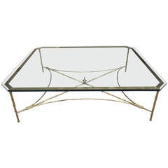 Large Bronze Faux Bamboo Coffee Table by Maison Baguès