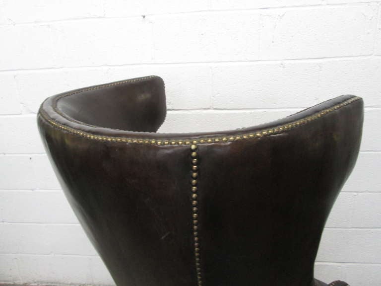 French Leather Wingback Chair 1