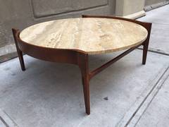 Coffee Table with Travertine Top