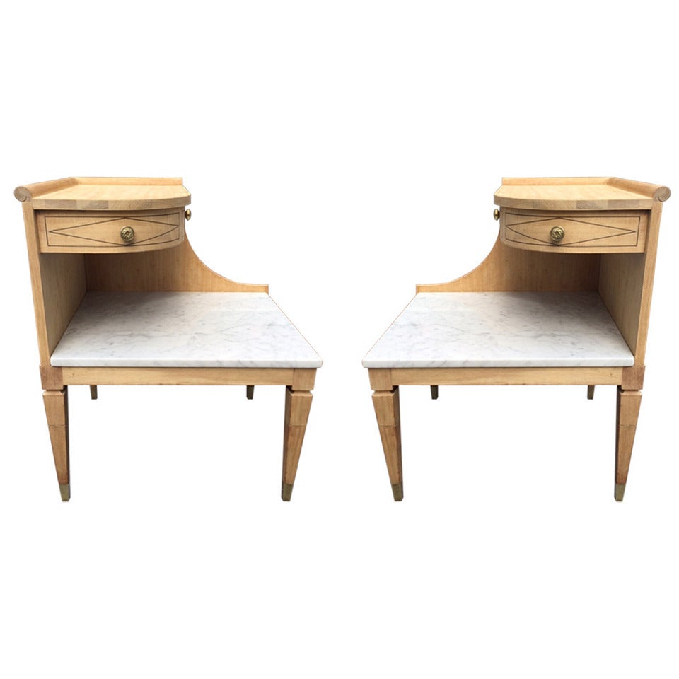 Pair of Marble-Top Side Tables by Grosfeld House