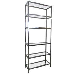 Chrome Etagere w/ Glass Shelves