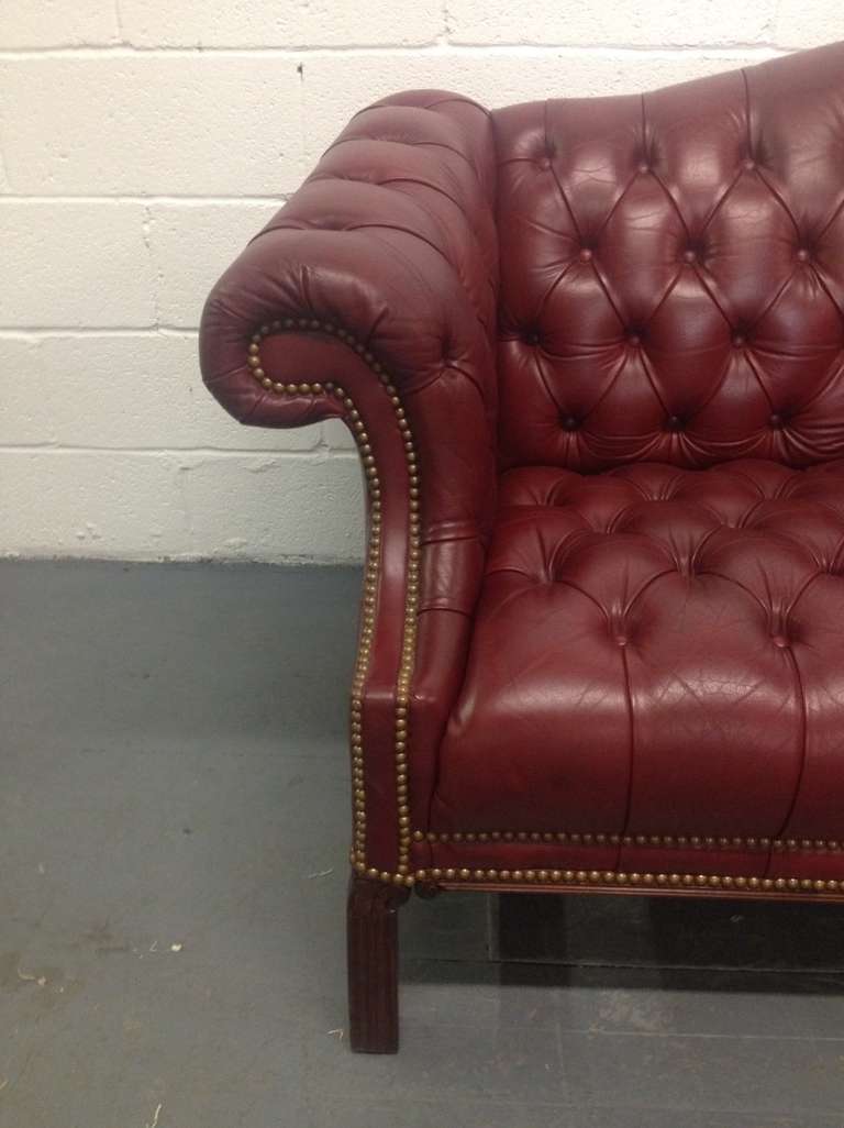 Chinese Chippendale Chesterfield Leather Sofa Chippendale Style