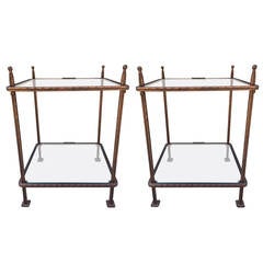 Pair of Bronzed Iron Side Tables by Claudio Rayes 12