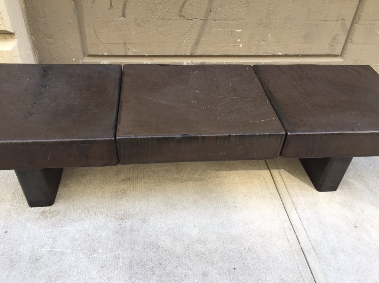 Indoor and Outdoor Cement Glazed Ceramic Bench In Good Condition In New York, NY