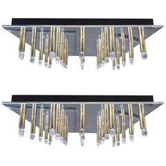 Pair of Chrome Flush Mounts by Lightolier 1