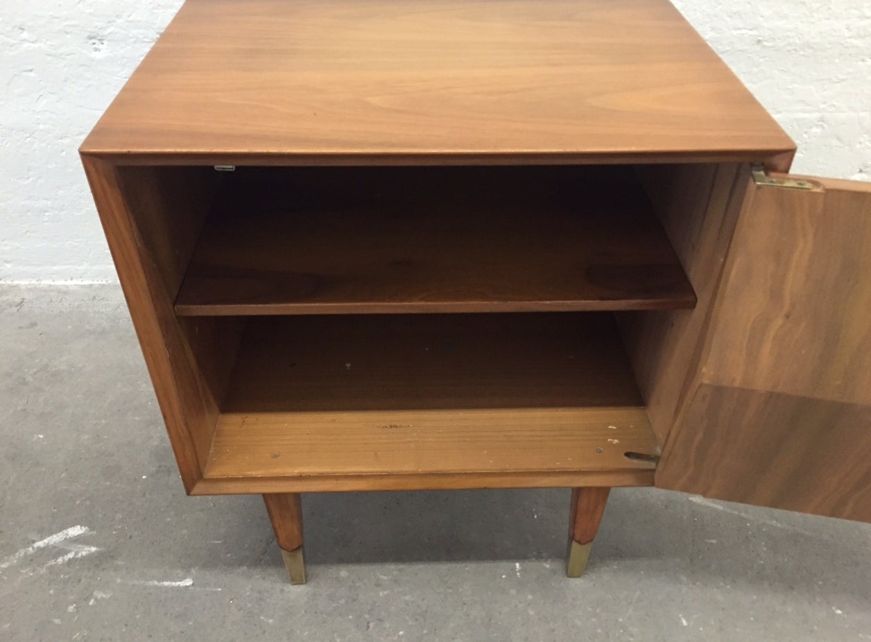 Pair of Walnut Diamond Front Night Stands