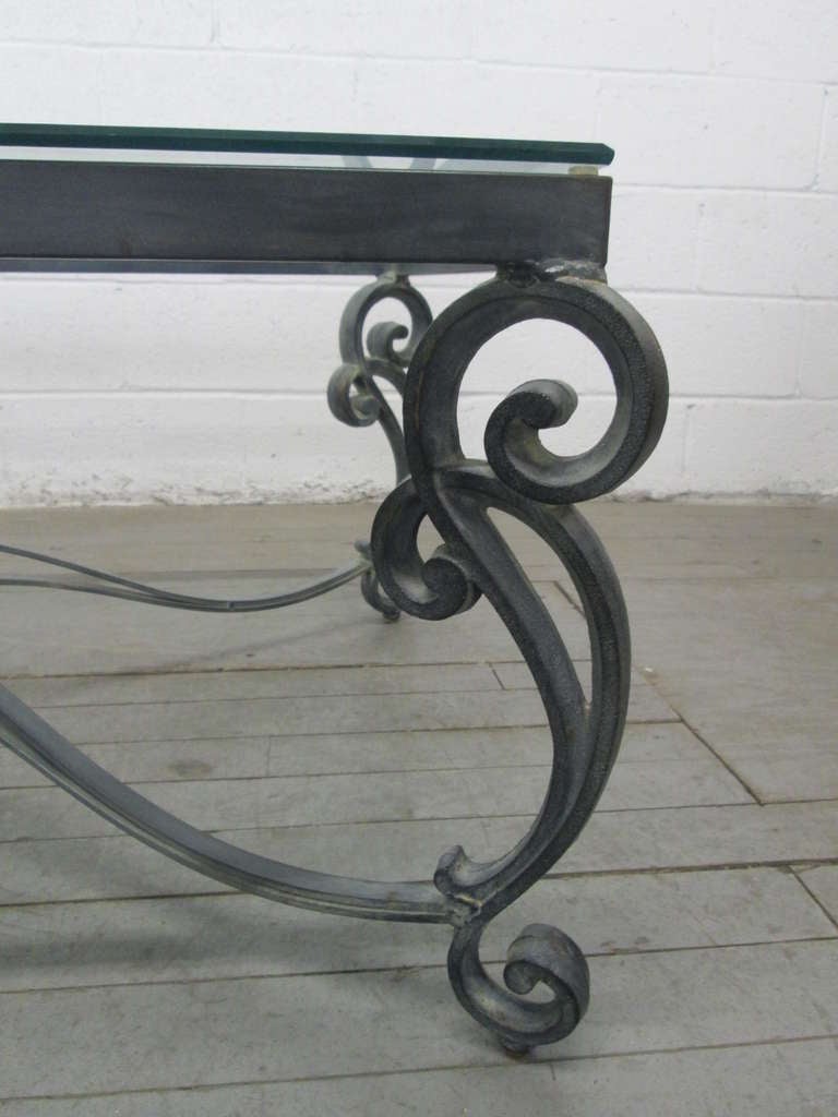 Mid-Century Modern French Cast Iron Coffee Table For Sale