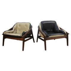 Pair of Walnut Sculptured Lounge Chairs   on E