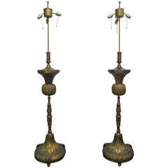 Pair Tall French Antique Bronze Floor Lamps 7