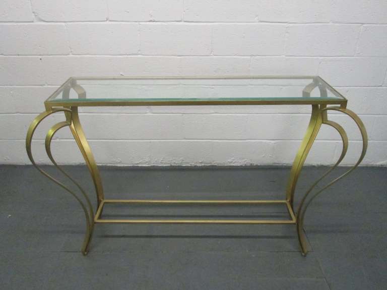 Late 20th Century Hollywood Regency Iron Gold Gild Console Table