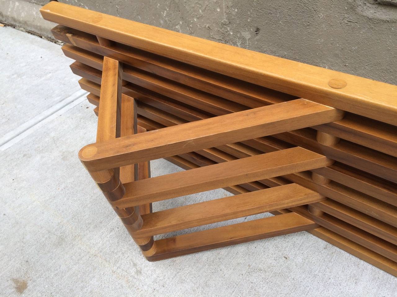 Mid Century Modern Solid Teak Slat Bench at 1stdibs