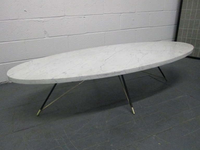 Italian Oval Bronze and Marble Coffee Table In Good Condition In New York, NY