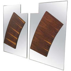 Pair of Large Rosewood Mirrors in the Style of Paul Evans for Directional 4