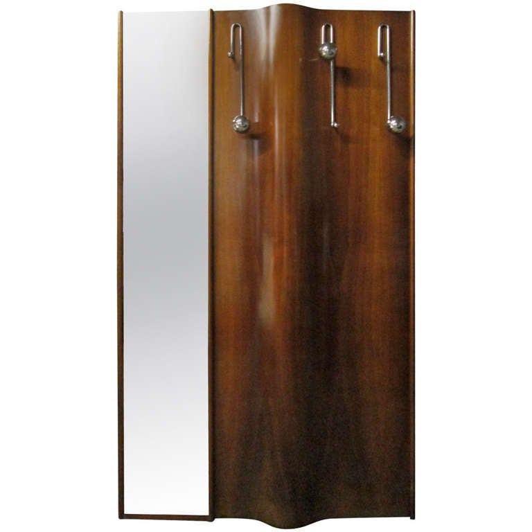 Italian WallMounted Coat Rack with Mirror For Sale at 1stdibs