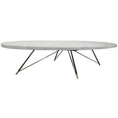 Italian Oval Bronze and Marble Coffee Table