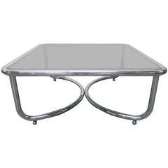 Italian Chrome Smoked Glass Coffee Table 10