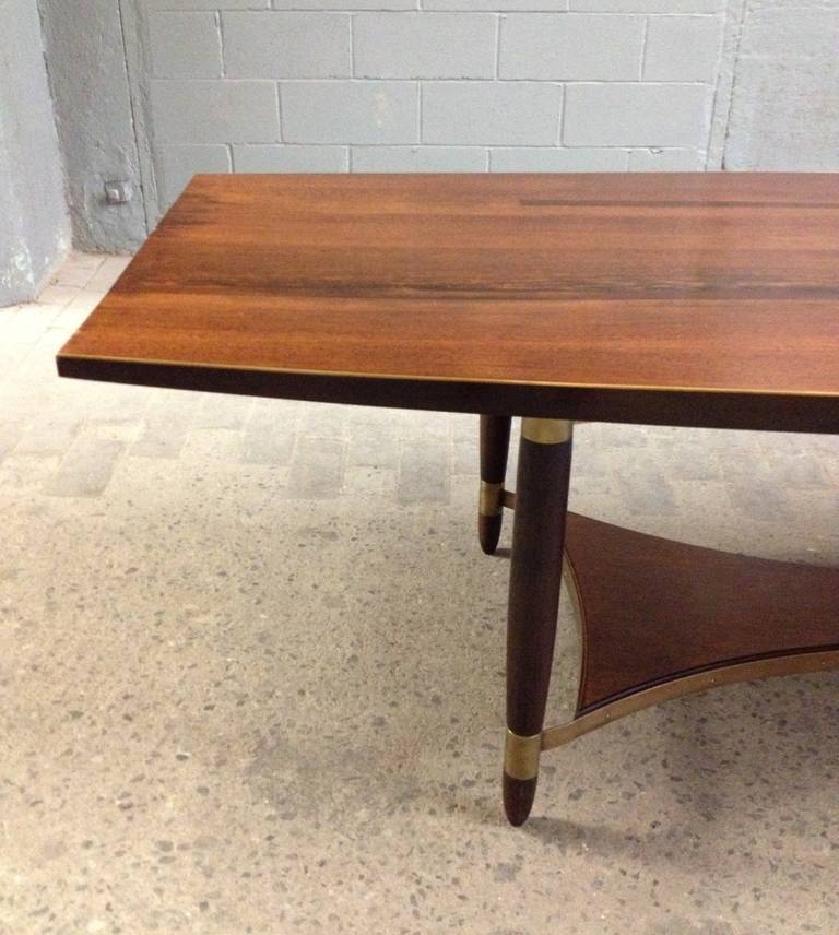 Large Wenge Wood Dining or Conference Table with Bronze Trim 2