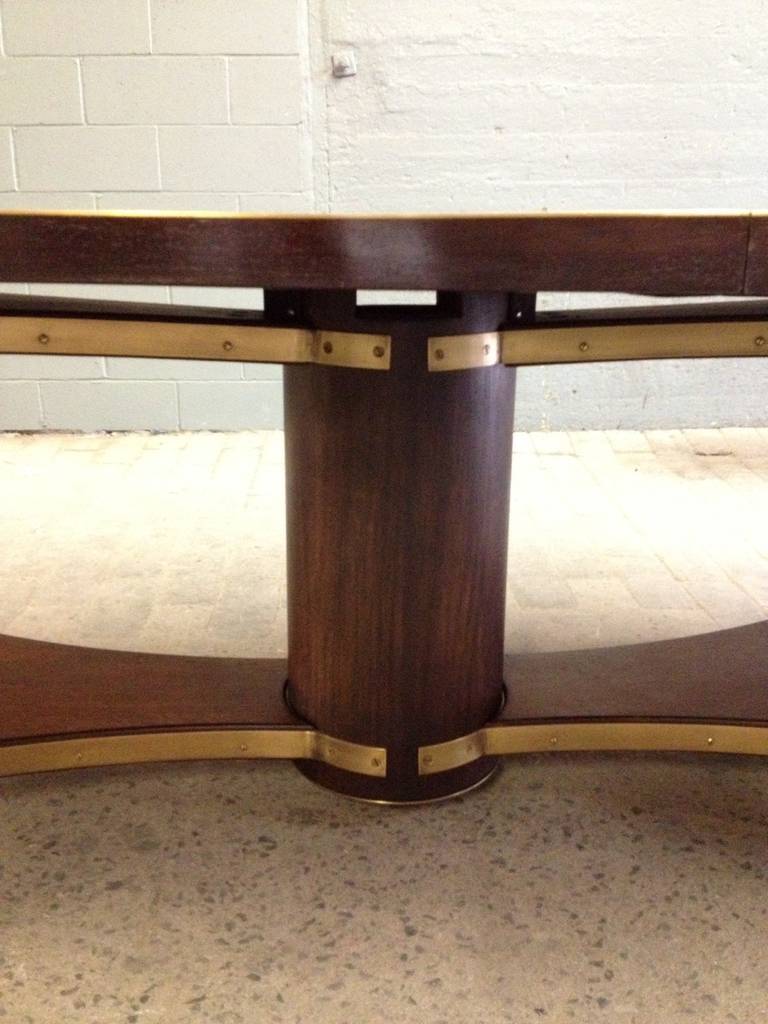 Late 20th Century Large Wenge Wood Dining or Conference Table with Bronze Trim