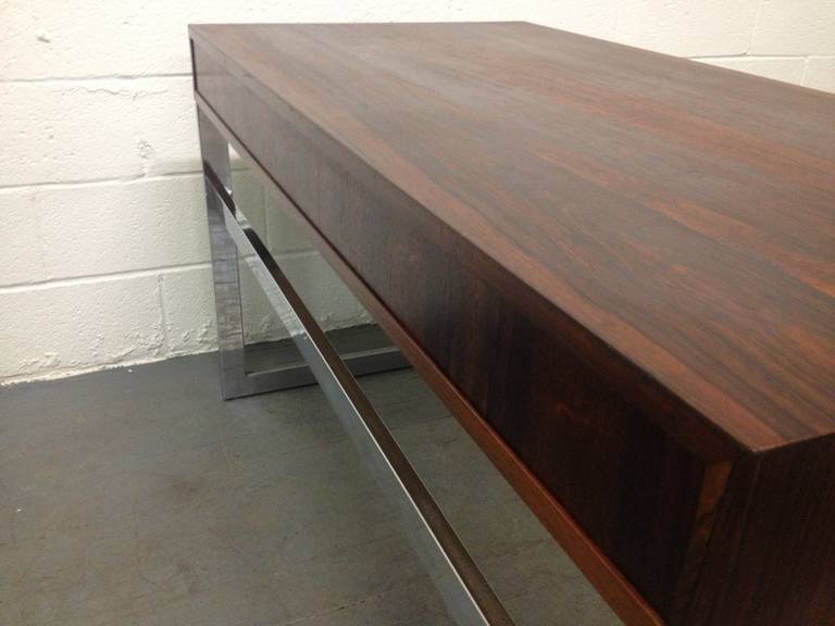 Mid-Century Modern Milo Baughman Style Rosewood and Chrome Desk