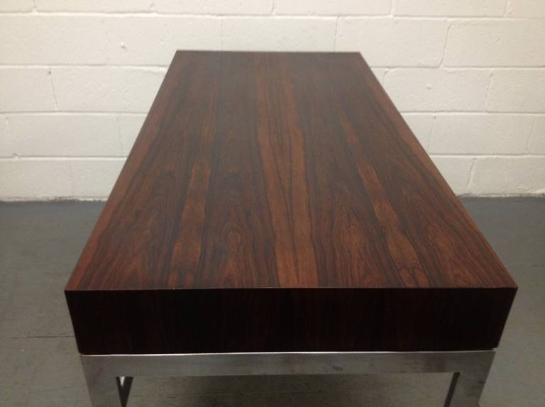 American Milo Baughman Style Rosewood and Chrome Desk