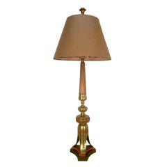 Tall Brass and Painted Asian Lamp by James Mont