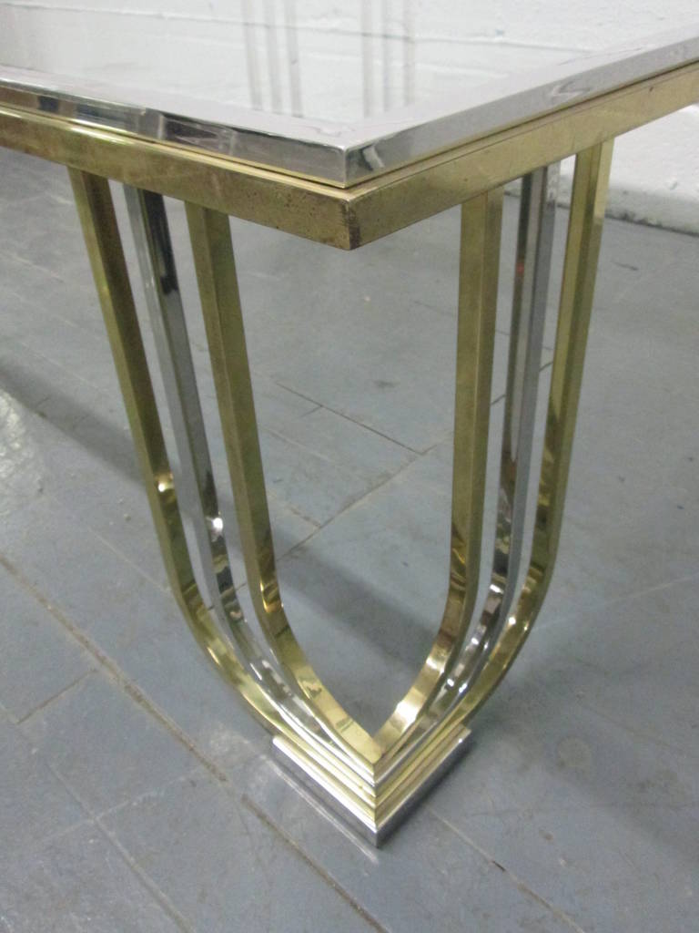 Late 20th Century Brass and Chrome Coffee Table in the Style of Karl Springer