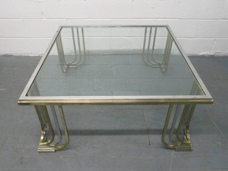 Brass and Chrome Coffee Table in the Style of Karl Springer In Good Condition In New York, NY