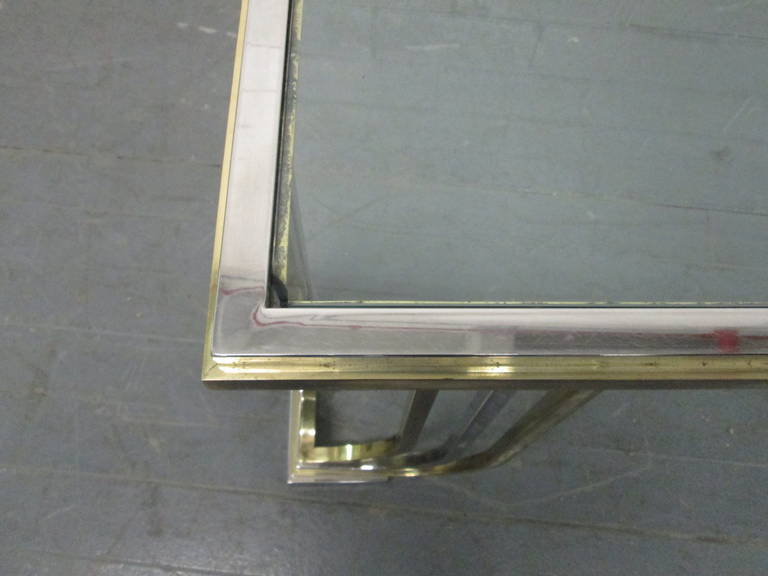 Brass and Chrome Coffee Table in the Style of Karl Springer 2