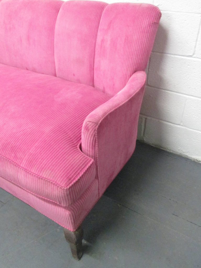 Breast Cancer Awareness Art Deco Style Pink Sofa 100% Proceeds to Susan G Komen In Good Condition In New York, NY
