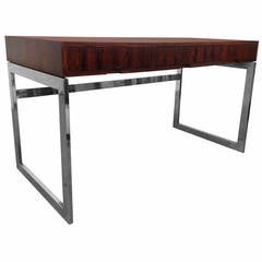 Milo Baughman Style Rosewood and Chrome Desk 10