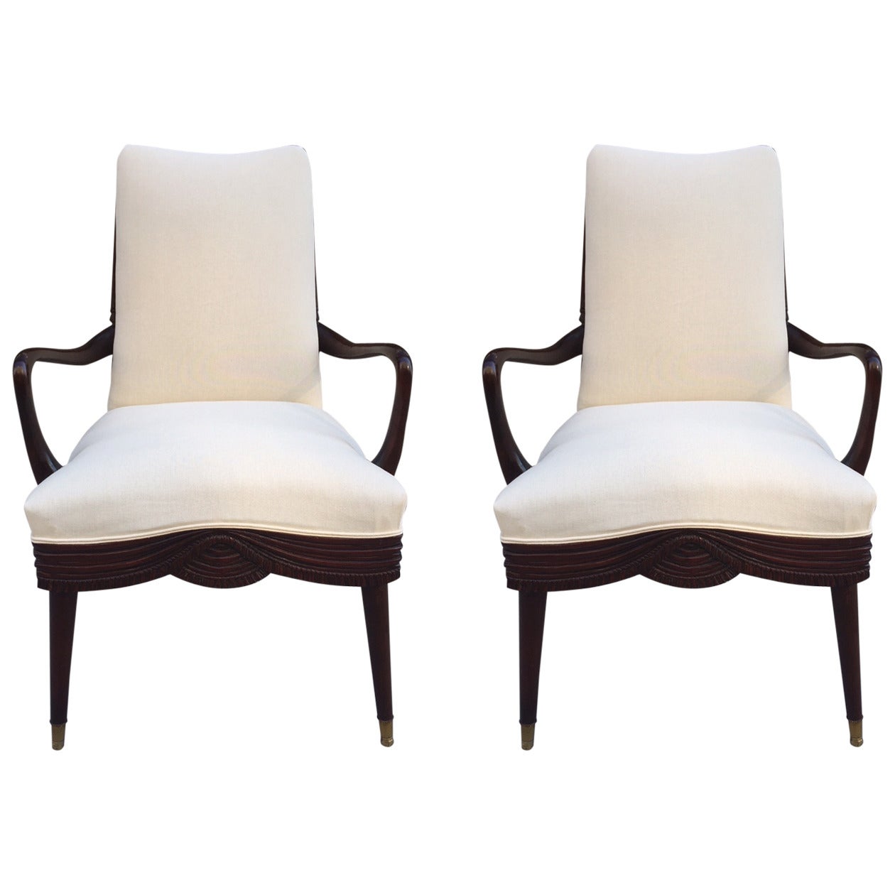 Pair of French Art Deco Side Chairs For Sale at 1stdibs