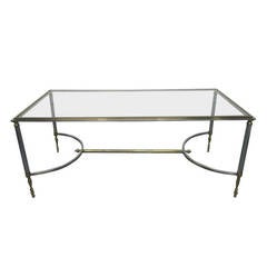 Maison Jansen Polished Steel and Brass Coffee Table 8