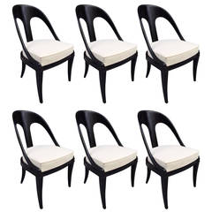 Six Neoclassical Style Lacquered Spoon Back Chairs 7