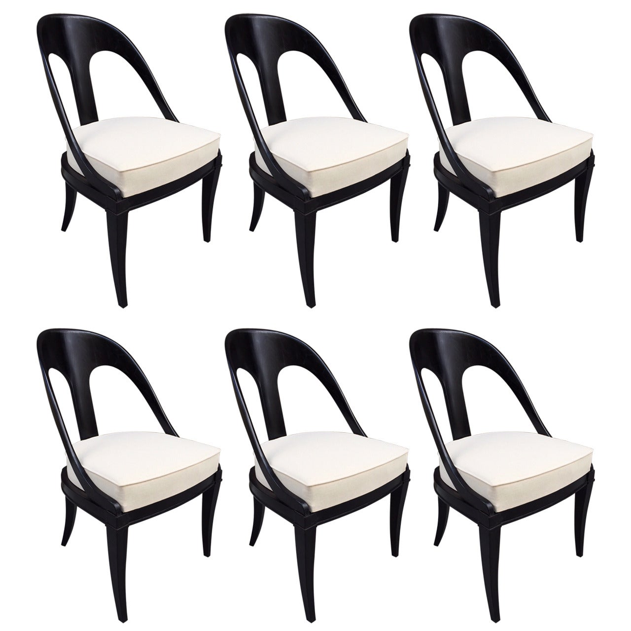 Six Neoclassical Style Lacquered Spoon Back Chairs