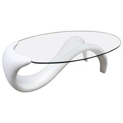 Sculptural White Lacquered Coffee Table 5