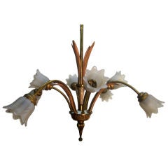 Italian Bronze and Glass Chandelier or Light Fixture 12