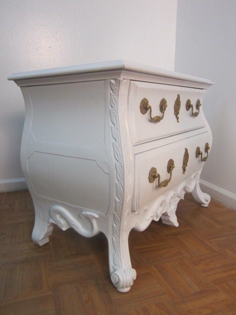 Painted Pair of French Antique Style White Commodes