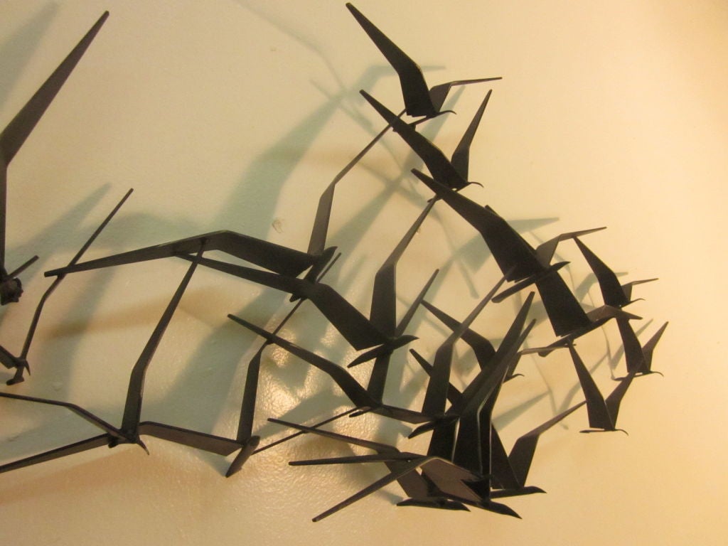 Late 20th Century Curtis Jere Flock of Birds Wall Sculpture