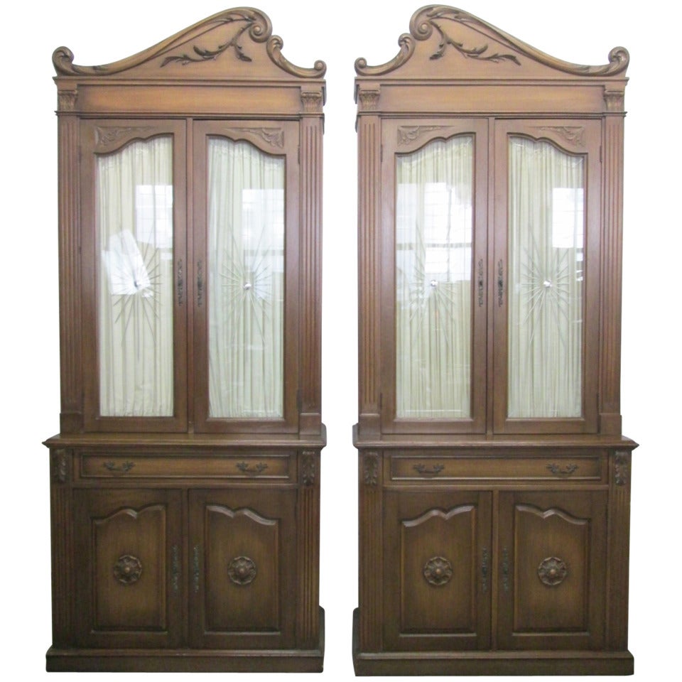 Pair of Monumental Hollywood Regency Cabinets