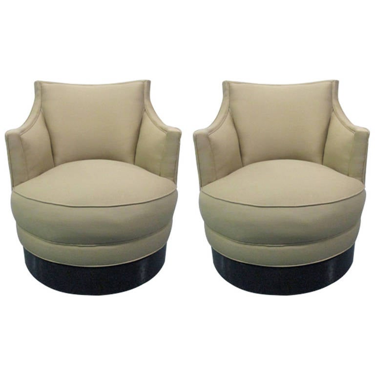 Pair Karl Springer Swivel Chairs For Sale at 1stdibs