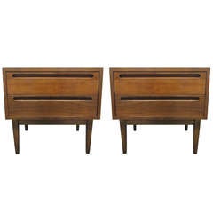 Pair 1960s Walnut Nightstands