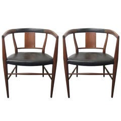 Pair of Jacob Kjaer Danish Modern Leather Dining Armchairs 10