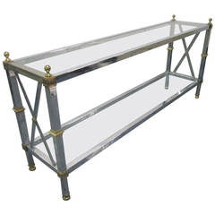 Maison Jansen Style Chrome and Brass Console Table 7