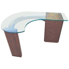 Frank Lloyd Wright for Henredon Walnut Kidney Shaped Desk 1