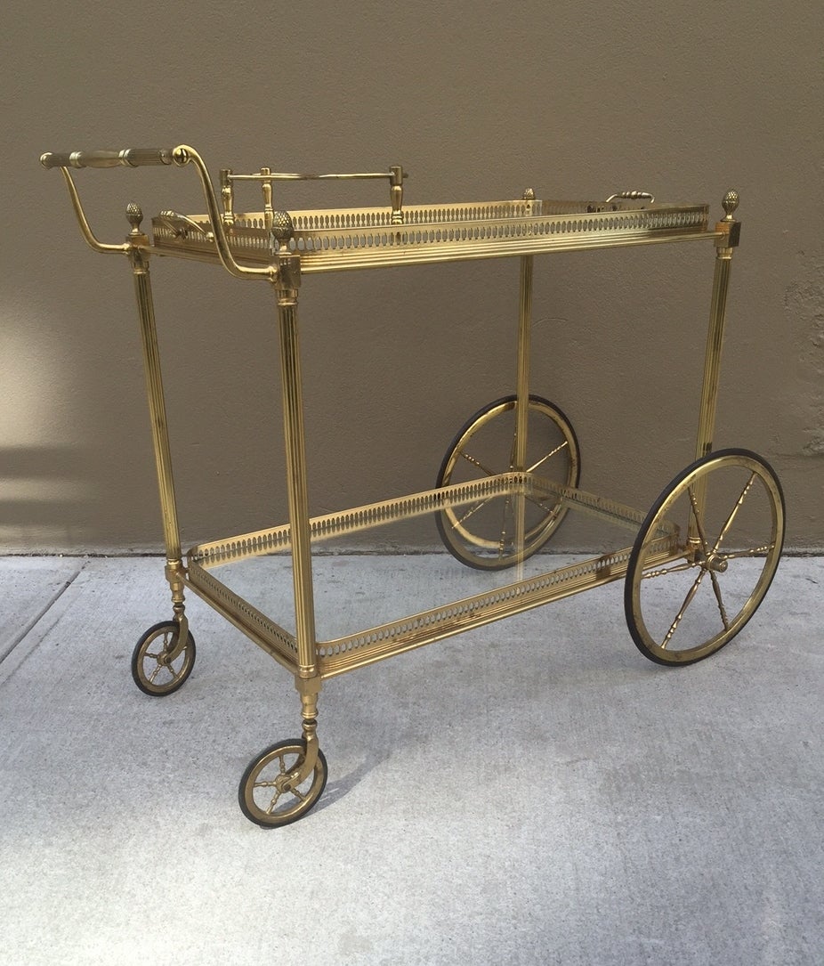 Brass Italian Bar Cart For Sale at 1stdibs