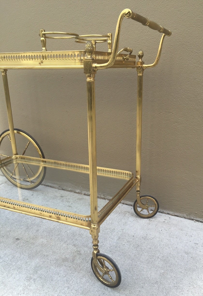 Brass Italian Bar Cart For Sale at 1stdibs
