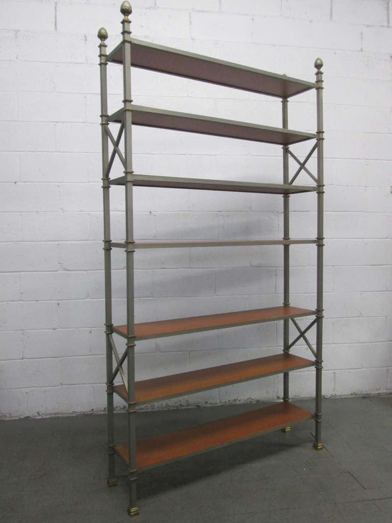 Grande étagère Maison Jansen avec étagères en cuir